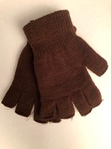 Vingerloze verkleed handschoenen voor volwassenen - bruin - Unisex - Gebreid - '80s / jaren 80 - tbruin handschoen zonder vingers - Voor dames en heren
