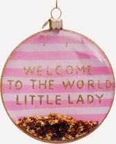 Vondel Kerstbal Welcome To The World Little Lady - Roze/ Goud