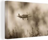 Spitfire avec une toile de ciel nuageux sombre 90x60 cm - Tirage photo sur toile (Décoration murale salon / chambre)