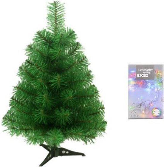 Mm komedie Vies Mini kunst Kerstboom inclusief gekleurde verlichting op batterij | 60 CM |  Volle mooie... | bol.com