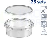 25 x Récipients en plastique ronds ø118mm (300 ml) - transparent avec couvercle - convient au congélateur, au micro-ondes et au lave-vaisselle - directement d'un fabricant néerlandais