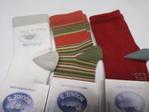 noukie's 3pack sokken wit, rood en streep 2jaar