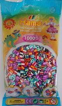 Hama midi 2-kleurig / tweekleurig gestreept multicolor mix strijkkralen (met zij strepen), zakje met 1.000 stuks normale strijkparels (creatief knutselen met kralen, cadeau idee voor kinderen!)
