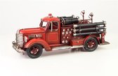 Beeld - Rode klassieke brandweerwagen - Tinnen model - 17,1 cm hoog