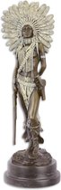 Indiaan met Geweer - Beeld - Brons - 45,7 cm hoog
