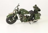 Groene motorfiets Leger - Beeld - Tinnen model - 20,5 cm hoog