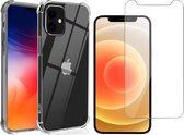 Coque et protection d'écran pour iPhone 12 Mini - Coque transparente antichoc en silicone + protection d'écran en verre pour iPhone 12 Mini