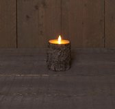 1x Bruine berkenhout kleur LED  kaarsen / stompkaarsen 10 cm - Luxe kaarsen op batterijen met bewegende vlam