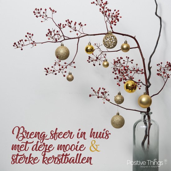 Kerstballen Plastic – Kerstversiering GOUD - Kerstbal Set Van 101 Stuks Met Piek - Voor Een Stijlvolle Kerstboom - Positive Things