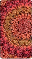 Huawei P8 Lite bookcase leer hoesje hoesje - Mandala rood
