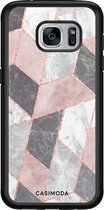 Samsung S7 hoesje - Stone grid marmer | Samsung Galaxy S7 case | Hardcase backcover zwart