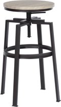 Evella Living - Barstoelen set van 2 - Barkruk - Zwart - Industrieel - Hout - Metaal - 46,5x46,5x66,5-74
