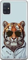Samsung A51 hoesje siliconen - Tijger wild | Samsung Galaxy A51 case | blauw | TPU backcover transparant