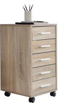 Ladekast - Opbergkast - Mobiel - 5 lades - Hout - Bruin - 33x63x38 cm