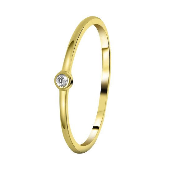 Lucardi Ringen - Zilveren ring goldplated met zirkonia