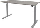 RoomForTheNew Bureau Heathrow Basic-Desk - Zit sta Bureau - Zit sta Bureau Elektrisch - Gaming Bureau - Game Bureau - Verstelbaar Bureau - standing Desk--Grijs blad-Aluminium  onde