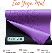 Sankalpa® Eco Yogamat Antislip met tas - Hot yoga mat - Extra Breed – Premium Natuurrubber - Paars - 183 x 68 x 0.4 cm 4mm dik