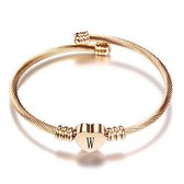 24/7 Jewelry Collection Hart Armband met Letter - Bangle - Initiaal - Rosé Goudkleurig - Letter W