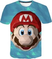 Mario t-shirt - Mario geblokt gezicht - 116 - kinderen - kleding - mode - Mario - korte mouw