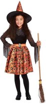 Smiffy's - Heks & Spider Lady & Voodoo & Duistere Religie Kostuum - Cartoonish Heks - Meisje - Oranje, Zwart - Large - Halloween - Verkleedkleding