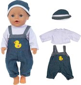 Poppenkleding set met Tuinbroek, Shirt en Muts - Past op poppen tot 43CM, geschikt voor baby born