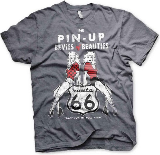 Route 66 Heren Tshirt -M- Pin-Ups Grijs