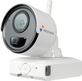 Nivian WiFi camerabewaking set met 4 x 2MP 1080P bullet camera op accu