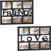 Relaxdays 2 x fotolijst - galerielijst - kunststof collagelijst – Love & Friends zwart