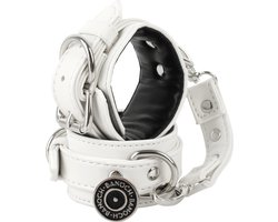 Banoch | handboeien van pu leer | wit / zwart | bondage