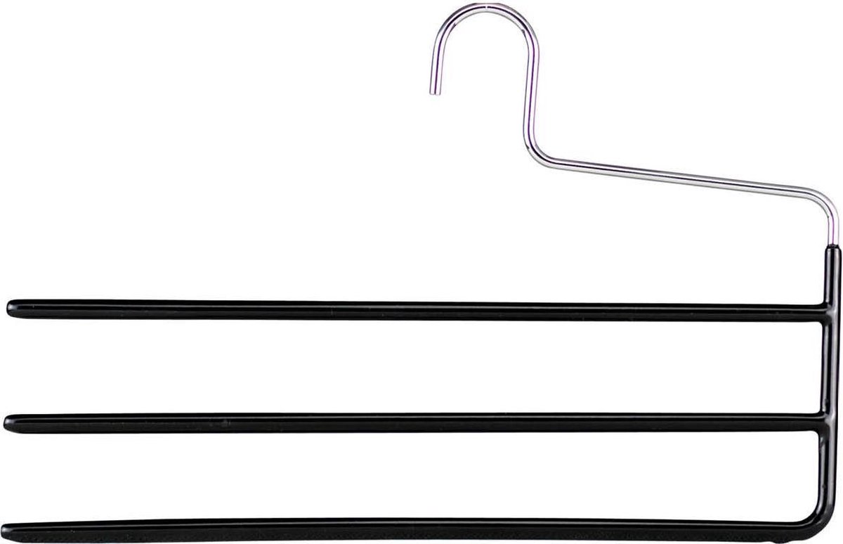 [Set van 5] MAWA KH35/3 - 3 dubbele metalen broekhangers / pantalonhangers met zwarte anti-slip coating perfect voor broeken, rokken en accessoires