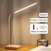 Pademime Misty Pink Oplaadbare draadloze Bureaulamp Tafellamp/ Leeslamp/ Hobbylamp/ Nachtlamp/ Bedlamp/ Led, Dimbaar, 3 Kleurtemperaturen