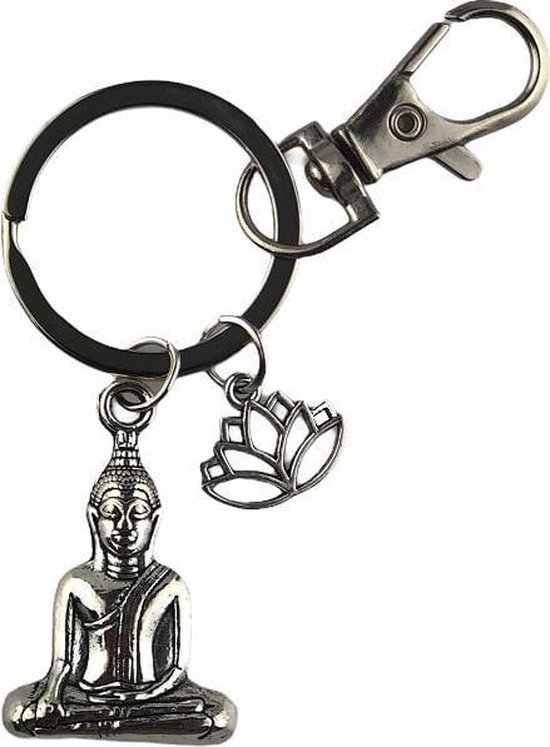 Twee graden bereik Struikelen Sleutelhanger Zittende Buddha & Lotus Bloem | bol.com