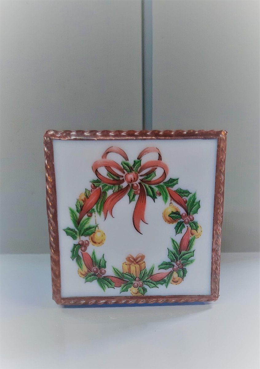 Jewels Delight Waxinelichtjeshouder Glas Vierkant Gekleurd Tiffany Kerstmis
