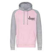 FitProWear Contrast Hoodie Unisex   - Roze / Grijs - Maat S - Dames - Heren - Trui - Regular Fit - Trui Capuchon - Sporttrui - Sweater - Hoodie - Katoen / Polyester - Trui Capuchon