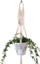Macramé Plantenhanger | Wit | Voor binnen en buiten | Hangende Planten | 100cm