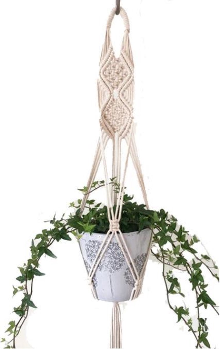 Macramé Plantenhanger Wit Voor binnen en buiten