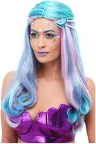 Smiffys - Mermaid Pruik - Blauw/Roze