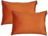 Coussin velours orange 40x60 cm lot de 2 coussins décoratifs