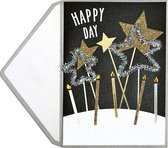 Kaart | Happy day sterren & kaarsen | verjaardagskaart | kaart + enveloppe - 2 stuks
