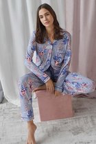 Blauwe doorknoop pyjama Ringella