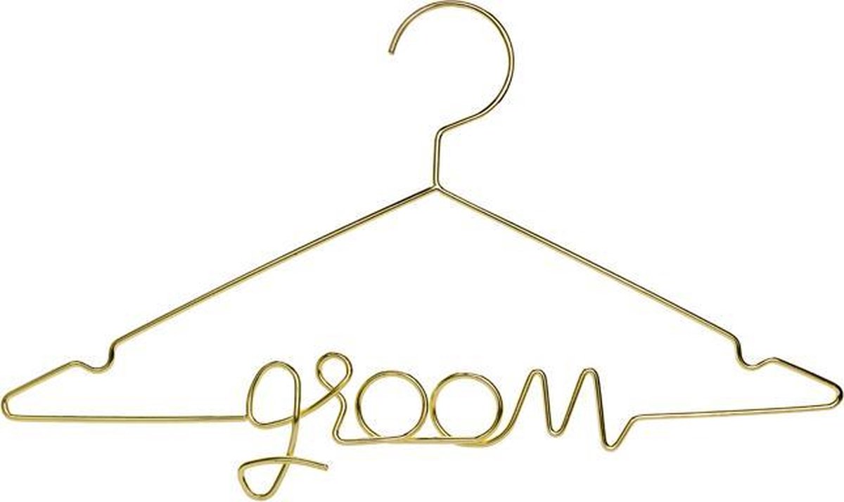 Metalen Kledinghanger voor Bruidegom - GROOM - Goud - 45 x 27 cm