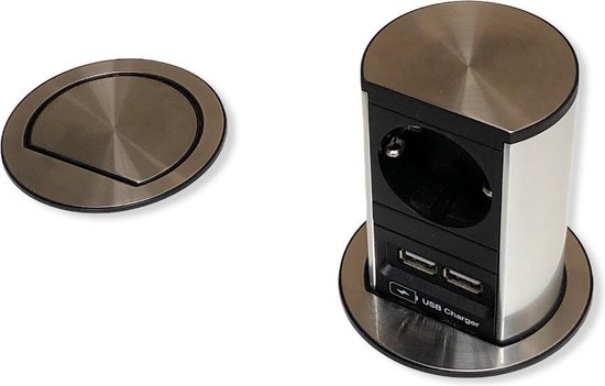 Bachmann Elevator inbouw stopcontact met USB. RVS | bol.com