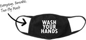 Mondmasker - Wash your hands - One Size (Volwassenen) Mondkapje met tekst - Wasbaar - Niet-medisch - Zeer Comfortabel