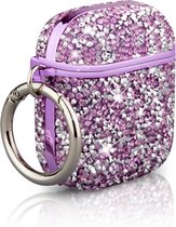 Casies Crystal AirPods case - Luxe glitter hoesje - AirPods 1 & 2 - Shockproof - Paars