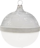 Kerstballen Transparant met rank - wit en grijs- set van 3 - Handgemaakt in Duitsland
