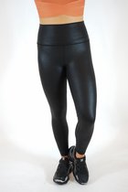 La Pèra Zwarte Lederlook fashion legging Coated legging Cracked High-Waist Dames - Maat XS