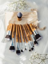 Make-up kwasten van bamboe - Professionele Ducare kwasten – Make up - 11 delige make up kwastenset - Oogschaduw kwast - Foundation - Inclusief opbergzakje - Wit - duurzaam cadeau -
