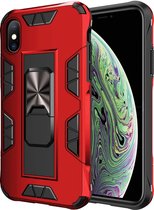 iPhone XS Max Hoesje Rood - Magnetic Kickstand Armor Case