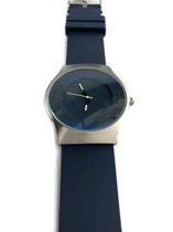Petra's Sieradenwereld - Rubberen horloge blauw met zilverkleurige kast en blauwe plaat (58)