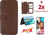 Puloka Apple iPhone 7/iPhone 8/iPhone SE (2020) TPU/Kunstleer Bruin Flip hoesje & 2x Screenprotector